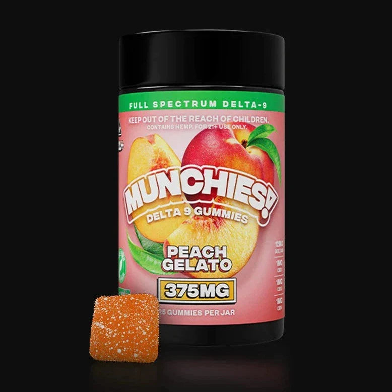 Delta Munchies Peach Gelato Delta 9 Gummies 375mg/600mg Best Sales Price - Gummies