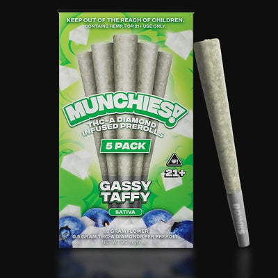 Delta Munchies Gassy Taffy 1g THCA Infused Prerolls (5 Pack) Best Sales Price - Pre-Rolls