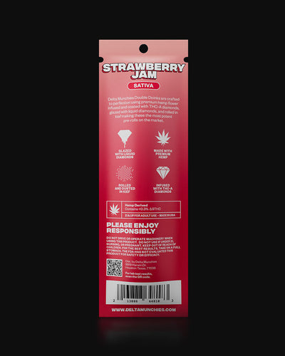 Delta Munchies Strawberry Jam Infused Prerolls (2 Pack) Best Sales Price - Pre-Rolls