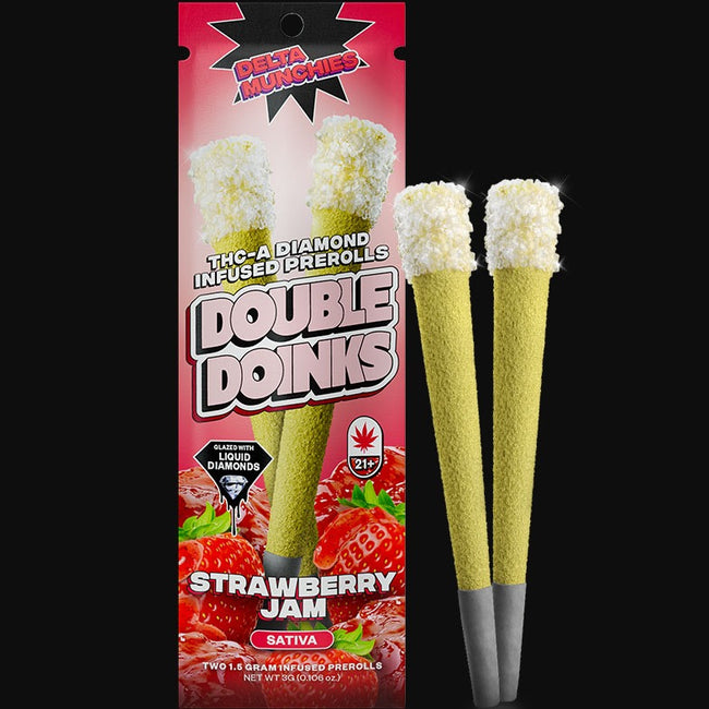 Delta Munchies Strawberry Jam Infused Prerolls (2 Pack) Best Sales Price - Pre-Rolls