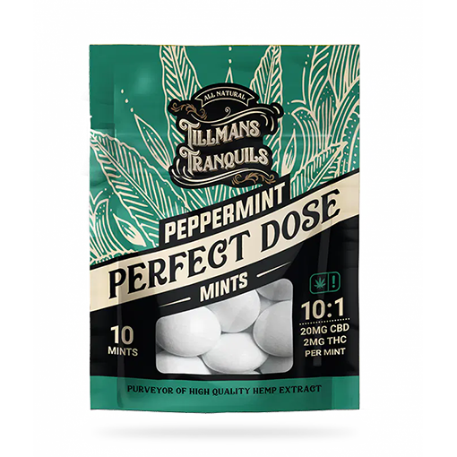 Tillmans Tranquils Peppermint Perfect Dose 20mg CBD 2mg THC Mints Best Sales Price - Edibles