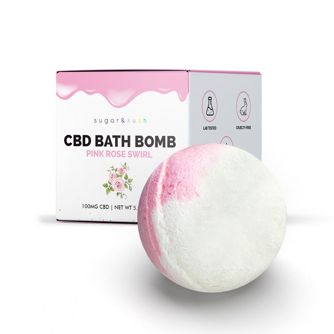 Sugar and Kush Pink Rose Swirl CBD Bath Bomb Best Sales Price - Beauty