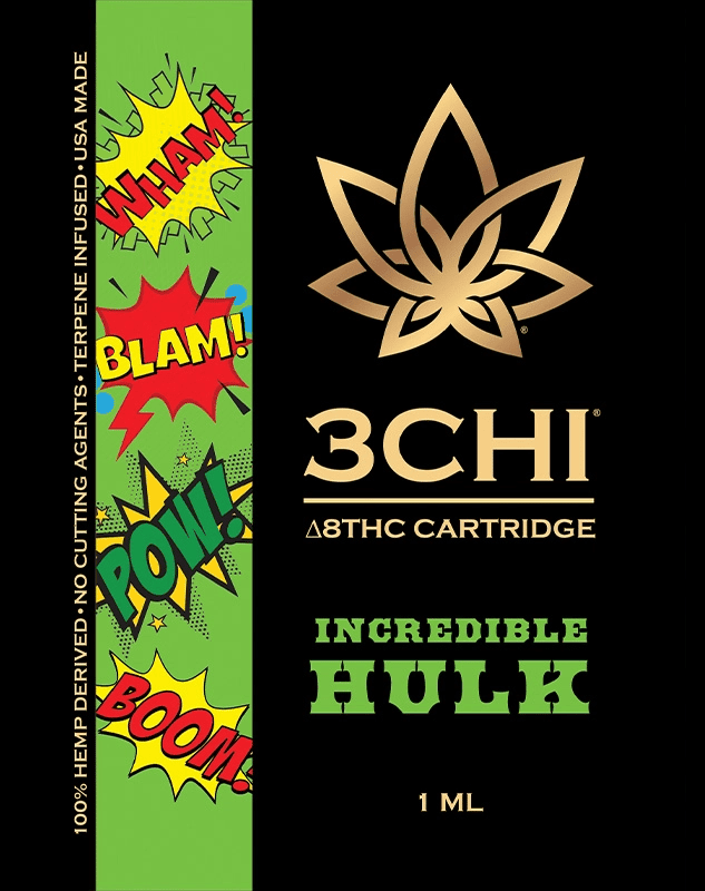 3Chi Incredible Hulk 1g Delta 8 Cartridge Best Sales Price - Vape Cartridges