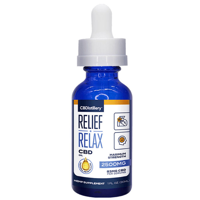 Relief + Relax Full Spectrum CBD Oil Tincture – 2500mg – CBDistillery Best Sales Price - Tincture Oil