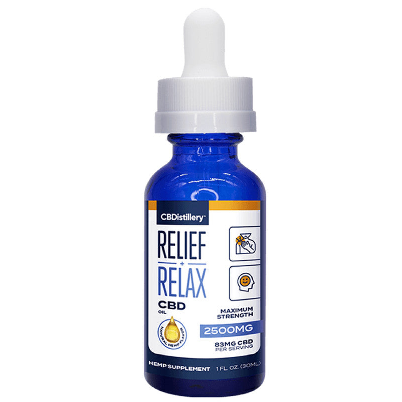Relief + Relax Full Spectrum CBD Oil Tincture – 2500mg – CBDistillery Best Sales Price - Tincture Oil