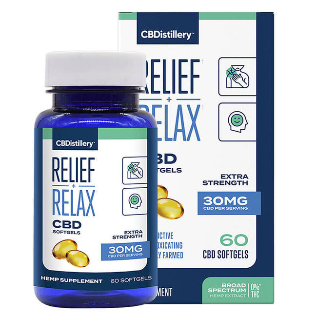 Relief + Relax Broad Spectrum CBD Capsules –& CBDistillery Best Sales Price - Edibles