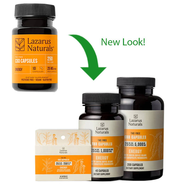 High Potency CBD Isolate Capsules – Energy Blend – Lazarus Naturals Best Sales Price - Edibles