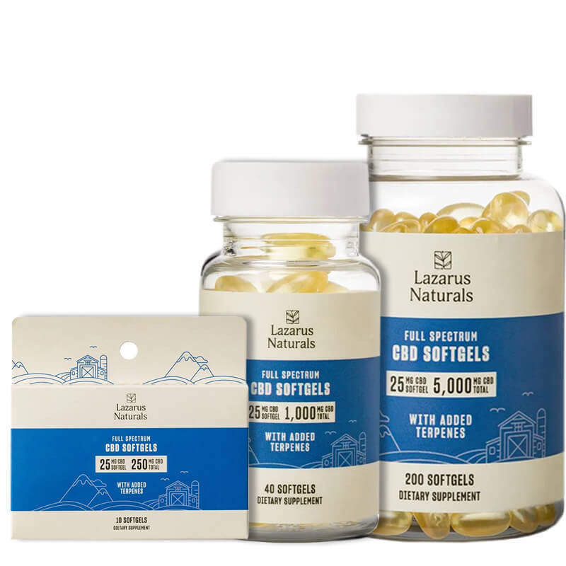 Full Spectrum CBD Capsules – 25mg – Lazarus Naturals Best Sales Price - Edibles