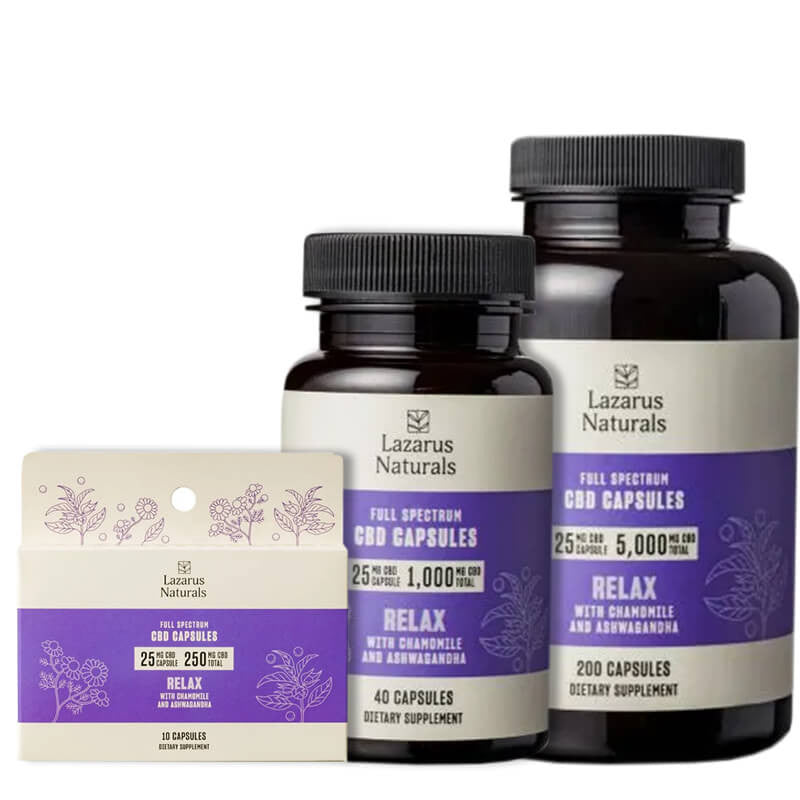 Full Spectrum CBD Capsules – Relaxation Blend – Lazarus Naturals Best Sales Price - Edibles