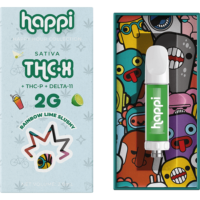 Happi Rainbow Lime Slushy - 2G THC-X Cartridge (Sativa) Best Sales Price - Vape Cartridges