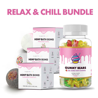 Sugar and Kush "Relax & Chill Bundle" - Bath Bomb Variety Pack + Gummies Best Sales Price - Bundles