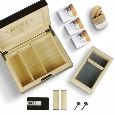 RYOT Humidor Walnut Combo Storage Box With Wood GR8TR Bundle Best Sales Price - Rolling Papers & Supplies