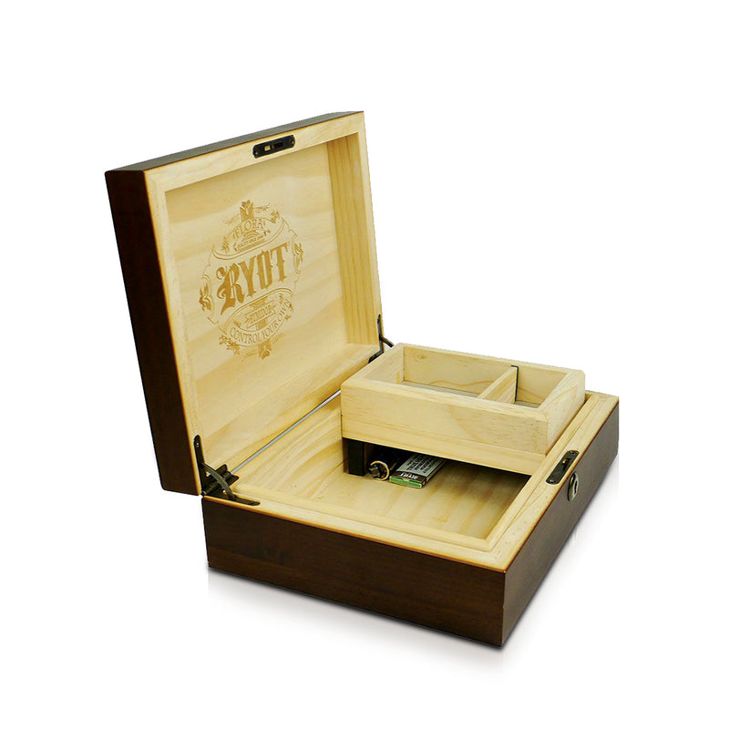 RYOT Humidor Walnut Combo Box (8×11) Best Sales Price - Rolling Papers & Supplies