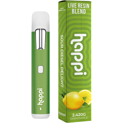 Happi Sour Diesel Delight - 2G Disposable Live Resin Blend Best Sales Price - Vape Pens