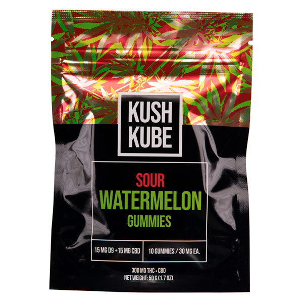Sour Watermelon 10ct Kush Kube Gummies Best Sales Price - Gummies