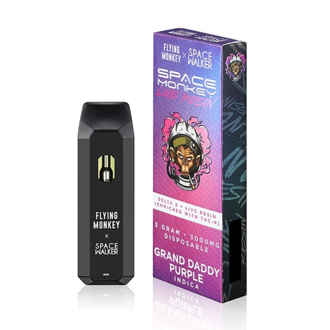Space Monkey Grand Daddy Purple Live Resin Delta 8 + THCP Disposable (3g) Best Sales Price - Vape Pens