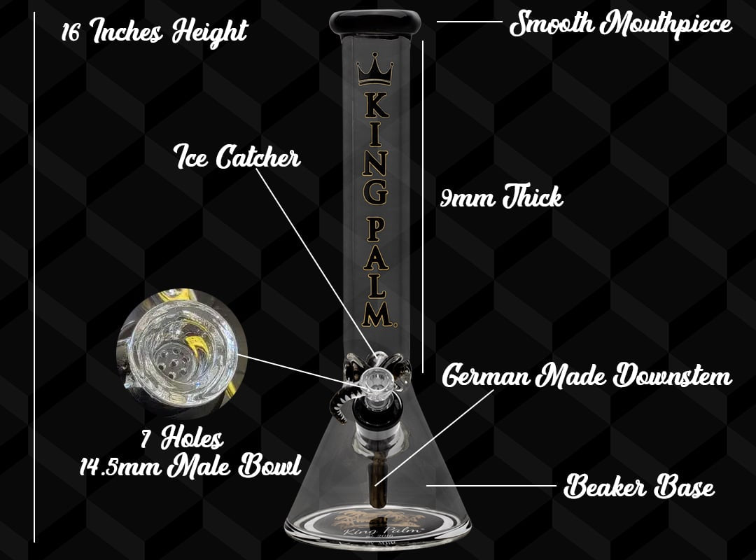 King Palm Limited Edition 16” Glass Beaker Bong with Ice Catcher Best Sales Price - Bongs