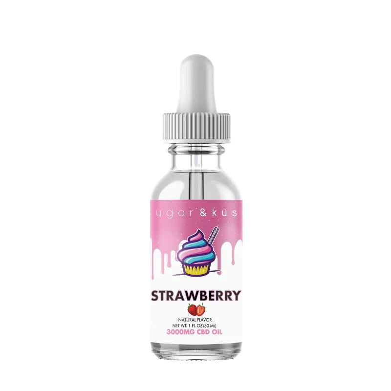 Sugar and Kush CBD Oil Tincture - Strawberry - 3000mg Best Sales Price - Tincture Oil