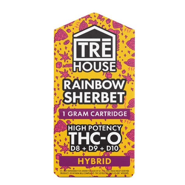 TRE House High Potency Live Resin THC-O + D8 + D9 + D10 Cartridge - Rainbow Sherbet 1G Best Sales Price - Vape Cartridges