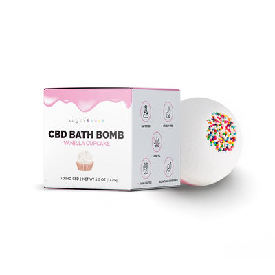 Sugar and Kush Vanilla Cupcake CBD Bath Bomb Best Sales Price - Beauty