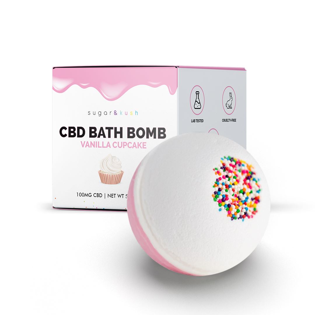 Sugar and Kush Vanilla Cupcake CBD Bath Bomb Best Sales Price - Beauty