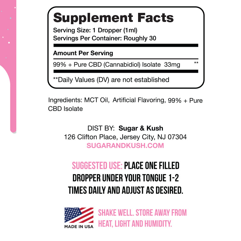 Sugar and Kush Vanilla Flavored CBD Oil Drops Best Sales Price - Tincture Oil